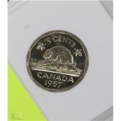 1957 FIVE CENT GRADED ENCAPSULATED COIN MS65