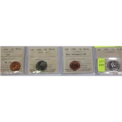 LOT OF 4 GRADED CANADIAN COINS INCL TWO -1 CENT
