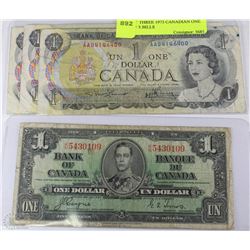 LOT OF TWO 1973 CANADIAN ONE DOLLAR BILLS