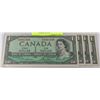 Image 1 : LOT OF FOUR 1954 CANADIAN $1 DOLLAR BILLS