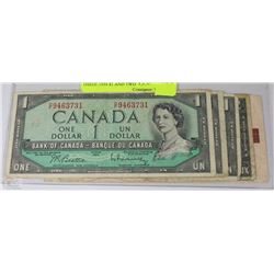 LOT OF 5 CANADIAN BILLS INCL THREE-1954 $1 AND TWO