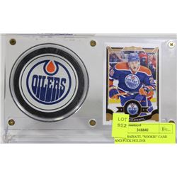 LEON DRAISAITL "ROOKIE" CARD AND PUCK HOLDER