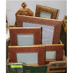 GOLD TONE MATCHING DECOR WITH CLOCK AND FRAMES