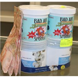 4 PACK BAD AIR SPONGE AND AIR FRESHENERS WITH