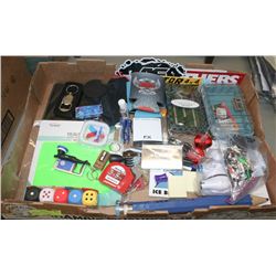 LARGE FLAT OF ASSORTED ITEMS INCL SAFETY GLASSES,