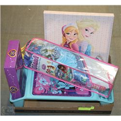 LOT OF DISNEY FROZEN ITEMS INCL PICTURE, NEW DOLL,