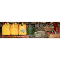 LARGE LOT WITH 3 DEISEL CANS, THERMOS JUICE COOLER