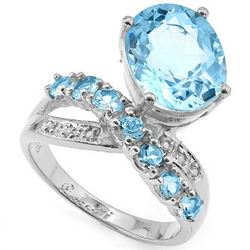 Natural Sky Blue Topaz & Diamond Ring