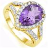 Image 1 : Natural Amethyst & Diamond Ring