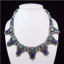 Tibet Hand Made Turquoise, Lapis Lazuli Necklace
