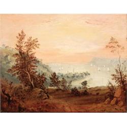 Attributed to William Henry Bartlett (1809-1854) View of Sing-Sing, Hudson River, 1843 bears sign...