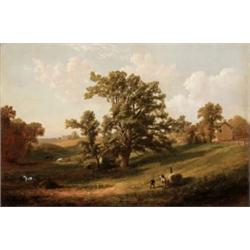 William T. Russell Smith (1812-1896) Haying on a Pennsylvania Farm, 1868 signed “Russell Smith.18...