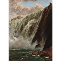 various owners Frederick William Billing (1835-1914) Indians at Waterfall, 1885 signed and dated ...