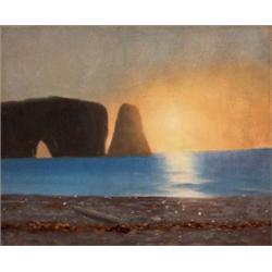 William Bradford (1823/30-1893) Perce Rock, Gaspe, Quebec signed “Wm. Bradford” (lower left) oil ...