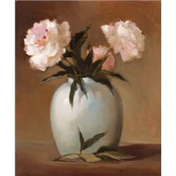 polly mccaffrey (b. 1944) Peonies signed “P.M.” (lower center right) oil on board 25 x 21 in. (63...