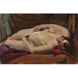 from the collection OF LESLIE GEORGE KATZ AND JANE MAYHALL KATZ George Luks (1867-1933) Reclining...