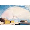 Image 1 : George Ault (1891-1948) Sailboat at Dock, 1922 signed and dated “G.C. Ault 22” (upper right) wate...