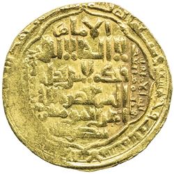 ABBASID: al-Musta'sim, 1242-1258, AV heavy dinar (11.77g), Madinat al-Salam, AH653. VF