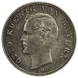 BAVARIA: Otto, 1886-1913, AR 2 mark, 1888-D. EF