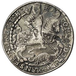 MANSFELD-BORNSTEDT: Bruno II, 1546-1615, AR thaler (28.37g), Eisleben, 1607. VF