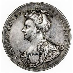 GREAT BRITAIN: Anne, 1702-1714, AR medal (14.95g), ND (1707). EF