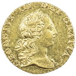 GREAT BRITAIN: George III, 1760-1820, AV 1/4 guinea, 1762. AU