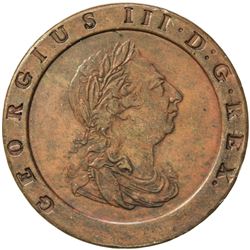 GREAT BRITAIN: George III, 1760-1820, AE 2 pence, 1797. VF-EF