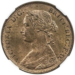 GREAT BRITAIN: Victoria, 1837-1901, AE 1/2 penny, 1876-H. NGC MS64
