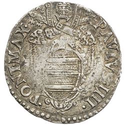 PAPAL STATES: Paul IV, 1555-1559, AR giulio (3.11g), Ancona, ND. VF-EF