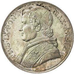 PAPAL STATES: Pius IX, 1846-1878, AR scudo, 1853-R. UNC