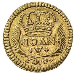 PORTUGAL: Joao V, 1706-1750, AV 400 reis, 1734. EF-AU