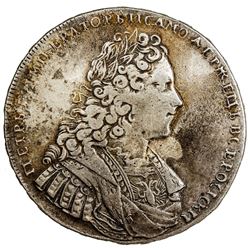 RUSSIAN EMPIRE: Peter II, 1727-1730, AR rouble, 1728. VF