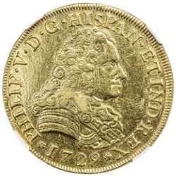 SPAIN: Felipe V, 1700-1746, AV 8 escudos, 1729-S. NGC VF