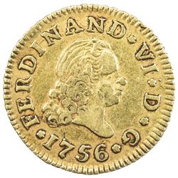 SPAIN: Fernando VI, 1746-1759, AV 1/2 escudo, Madrid mint, 1756