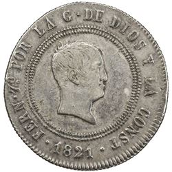 SPAIN: Fernando VII, 1808-1833, AR 10 reales, 1821-Bo. VF