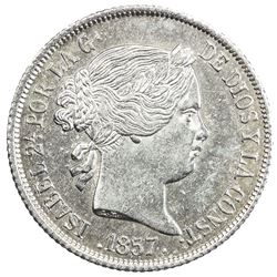 SPAIN: Isabel II, 1833-1868, AR 4 reales, 1857. EF-AU