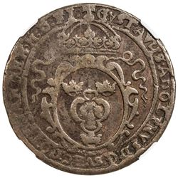 SWEDEN: Gustav II Adolphus, 1611-1632, AE 1/2 ore, Arboga, 1827. NGC VF20