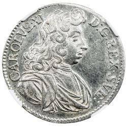 SWEDEN: Karl XI, 1660-1697, AR 2 mark, 1682. NGC AU55