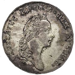 SWEDEN: Gustav III, 1771-1792, AR riksdaler, 1776. EF-AU