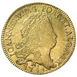 BRAZIL: Joao V, 1706-1750, AV 6400 reis, 1745-R. EF-AU
