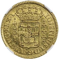 BRAZIL: Jose I, 1750-1777, AV 4000 reis, 1754/3(L). NGC MS62