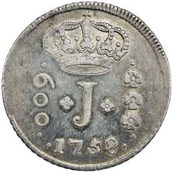 BRAZIL: Jose I, 1750-1777, AR 600 reis, 1758-R. VF-EF