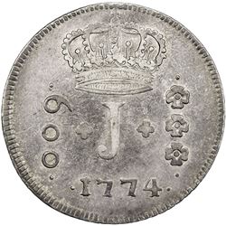BRAZIL: Jose I, 1750-1777, AR 600 reis, 1774-R. VF