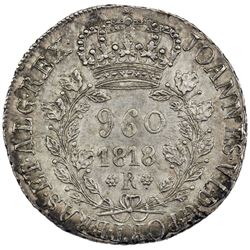 BRAZIL: Joao VI, 1818-1822, AR 960 reis, 1818-R. EF
