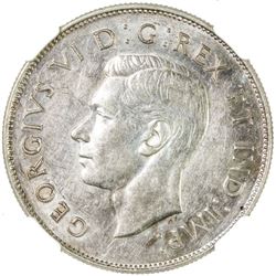 CANADA: George VI, 1936-1952, AR 50 cents, 1946. NGC AU55
