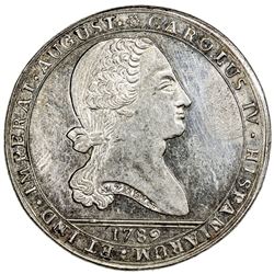 CHILE: Carlos IV, 1788-1808, AR medal (26.94g), 1789. EF