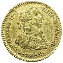 COLOMBIA: Carlos III, 1759-1788, AV 2 escudos, 1782-NR. EF