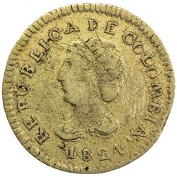 COLOMBIA: Republic, AV escudo, Popayan, 1824, KM-81.2, Assayer FM, contemporary counterfeit, fine