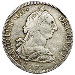 GUATEMALA: Carlos III, 1759-1788, AR 8 reales, 1777-NG. VF