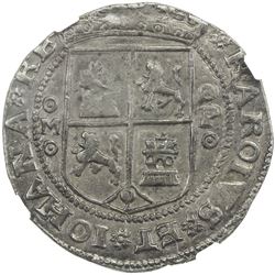 MEXICO: Carlos and Johanna, 1516-1556, AR 4 reales, ND-M (1541). NGC AU50